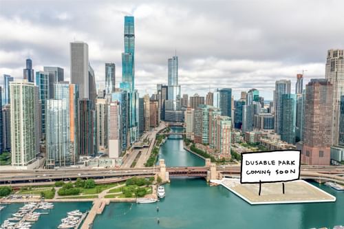 Du Sable Park Announcement Chicago Skyline Sketch